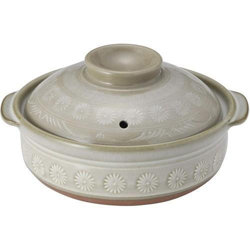 万古烧土锅(三岛花)