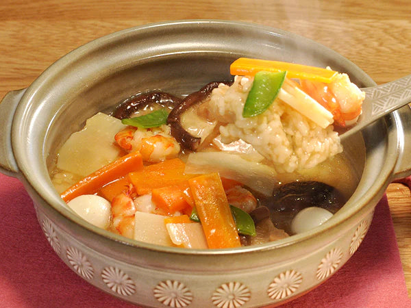万古烧土锅(三岛花)