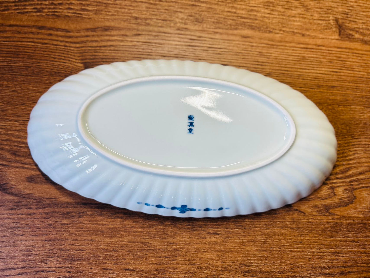 Oval fish plate XL(唐草牡丹青花）