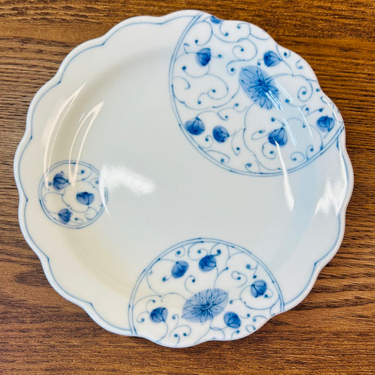 Serving plate L (花边青花盘）